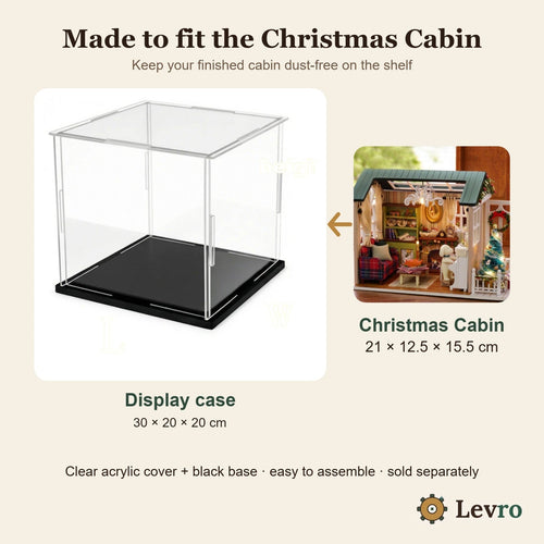 Clear display case for the Christmas Cabin miniature kit