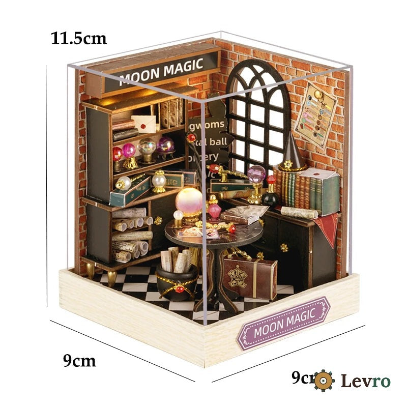 Moon Magic Shop miniature kit – tiny potion shop with crystal balls and spell books – view 3