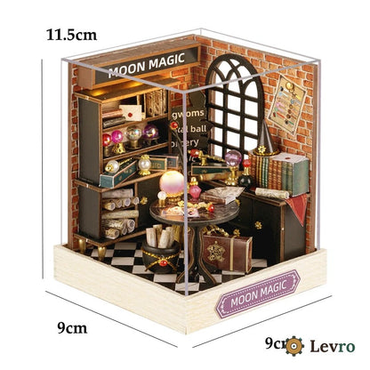 Moon Magic Shop miniature kit – tiny potion shop with crystal balls and spell books – view 3