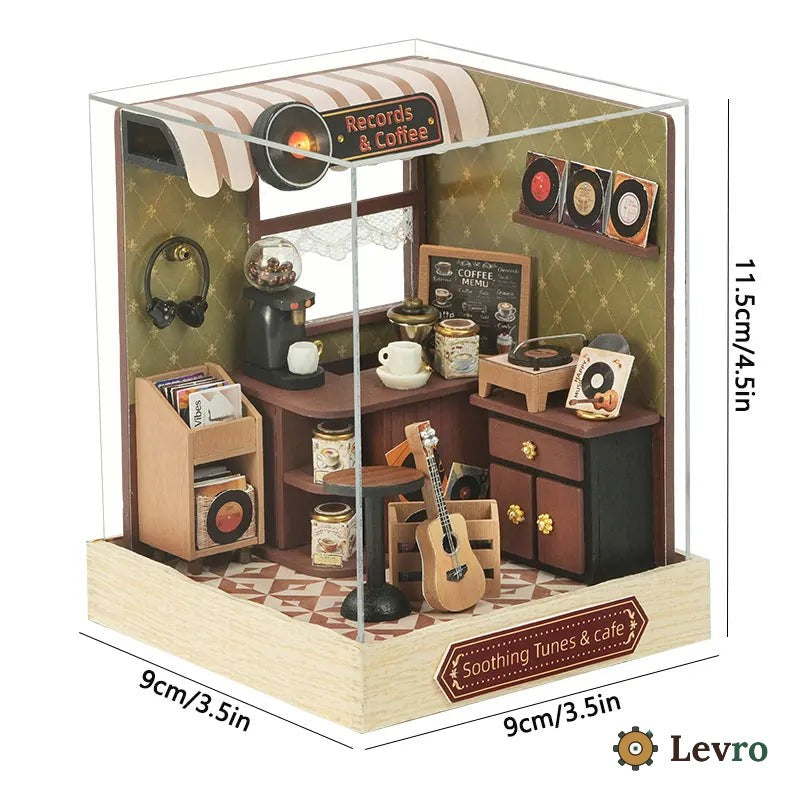 Records & Coffee miniature kit – tiny music café with turntable and guitar – view 7