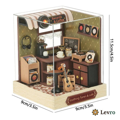 Records & Coffee miniature kit – tiny music café with turntable and guitar – view 7