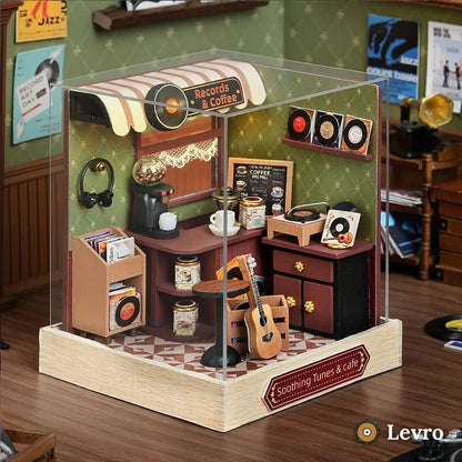 Records & Coffee miniature kit – tiny music café with turntable and guitar – view 3