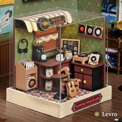 Records & Coffee miniature kit – tiny music café with turntable and guitar – view 6
