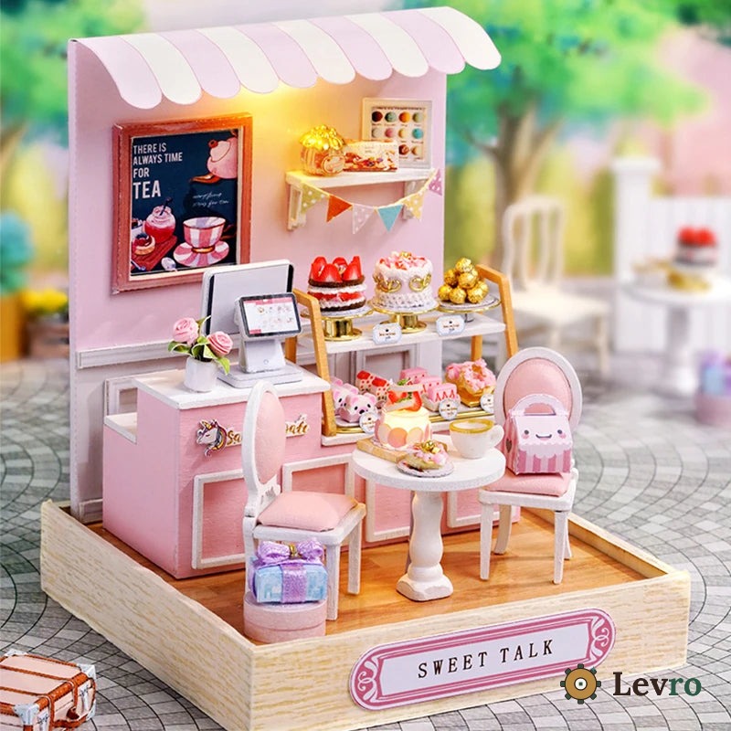 Sweet Cake Shop miniature kit – tiny pink bakery with cakes and café table
