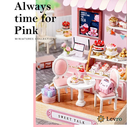 Sweet Cake Shop miniature kit – tiny pink bakery with cakes and café table – view 4