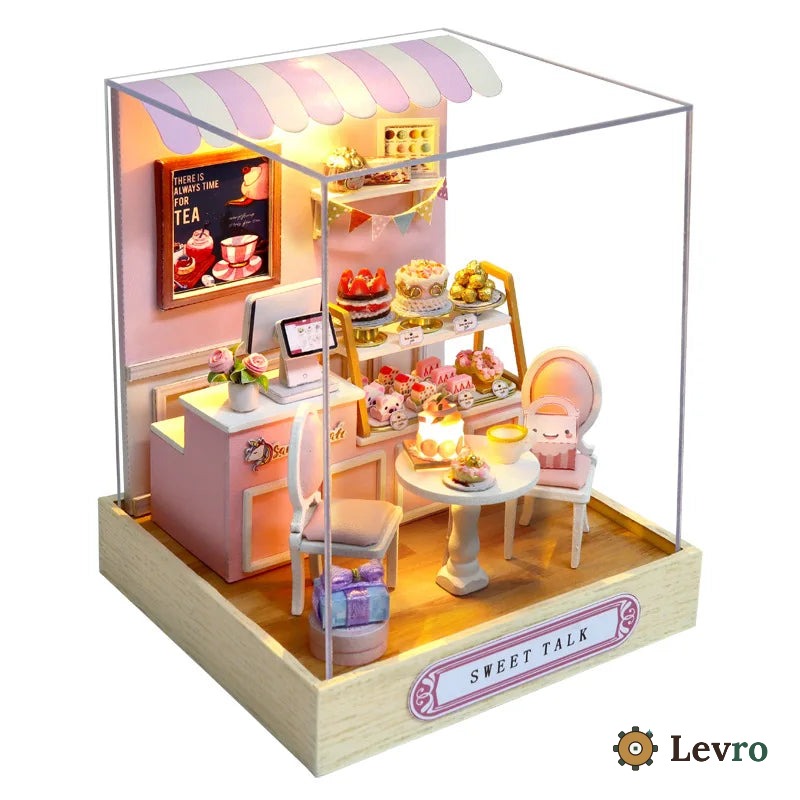 Sweet Cake Shop miniature kit – tiny pink bakery with cakes and café table – view 5